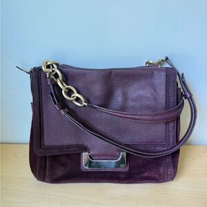Diane Von Furstenberg Purple Leather Shoulder Bag with Gold Chain